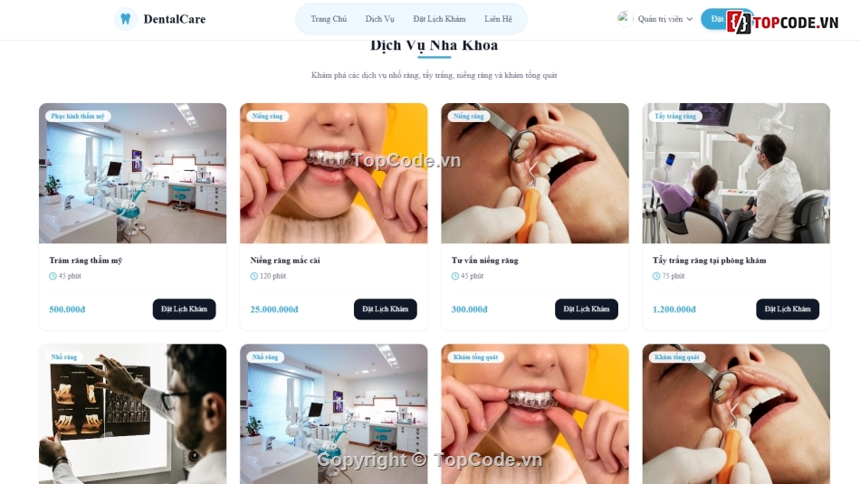 Web nha khoa,Website phòng khám nha khoa,lịch